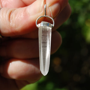 Cosmic Lemurian Seed Quartz Crystal Starbrary Laser Pendant for Necklace, Sterling Silver