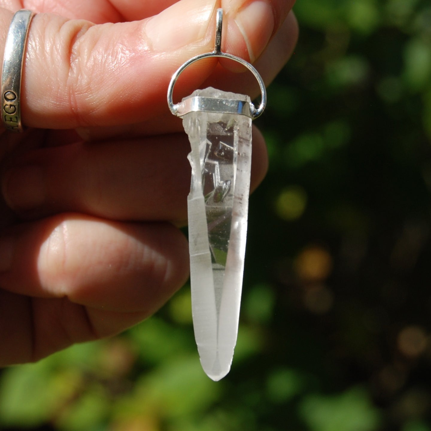 XL Cosmic Lemurian Seed Quartz Crystal Starbrary Laser Pendant for Necklace, Sterling Silver, Brazil