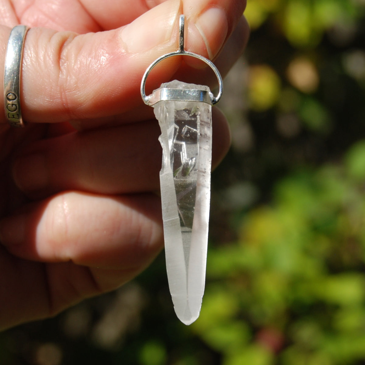 XL Cosmic Lemurian Seed Quartz Crystal Starbrary Laser Pendant for Necklace, Sterling Silver, Brazil