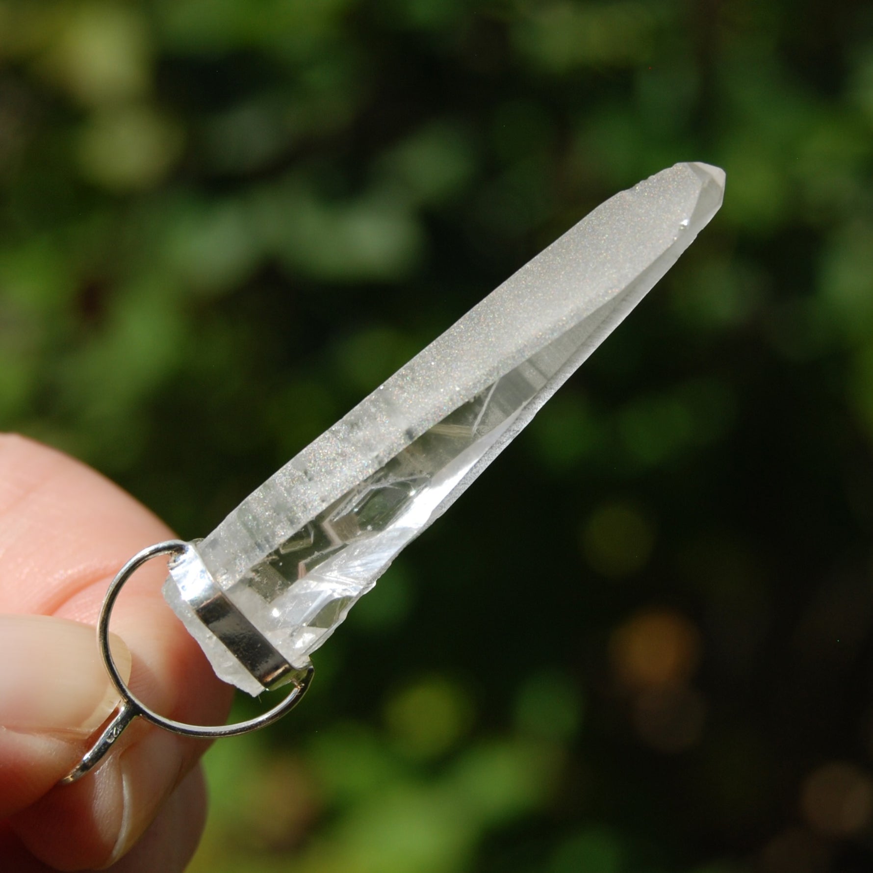 XL Cosmic Lemurian Seed Quartz Crystal Starbrary Laser Pendant for Necklace, Sterling Silver, Brazil