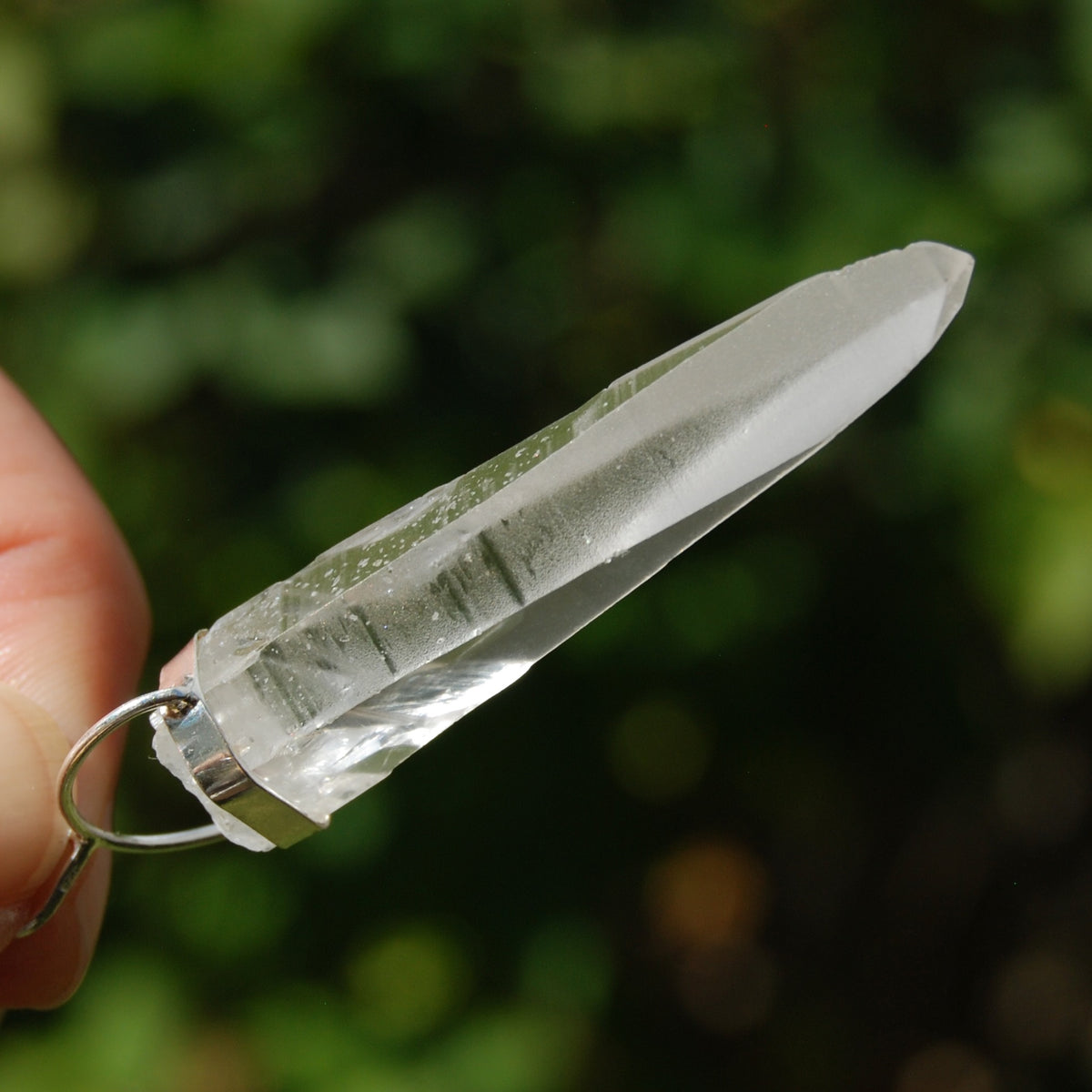 XL Cosmic Lemurian Seed Quartz Crystal Starbrary Laser Pendant for Necklace, Sterling Silver, Brazil