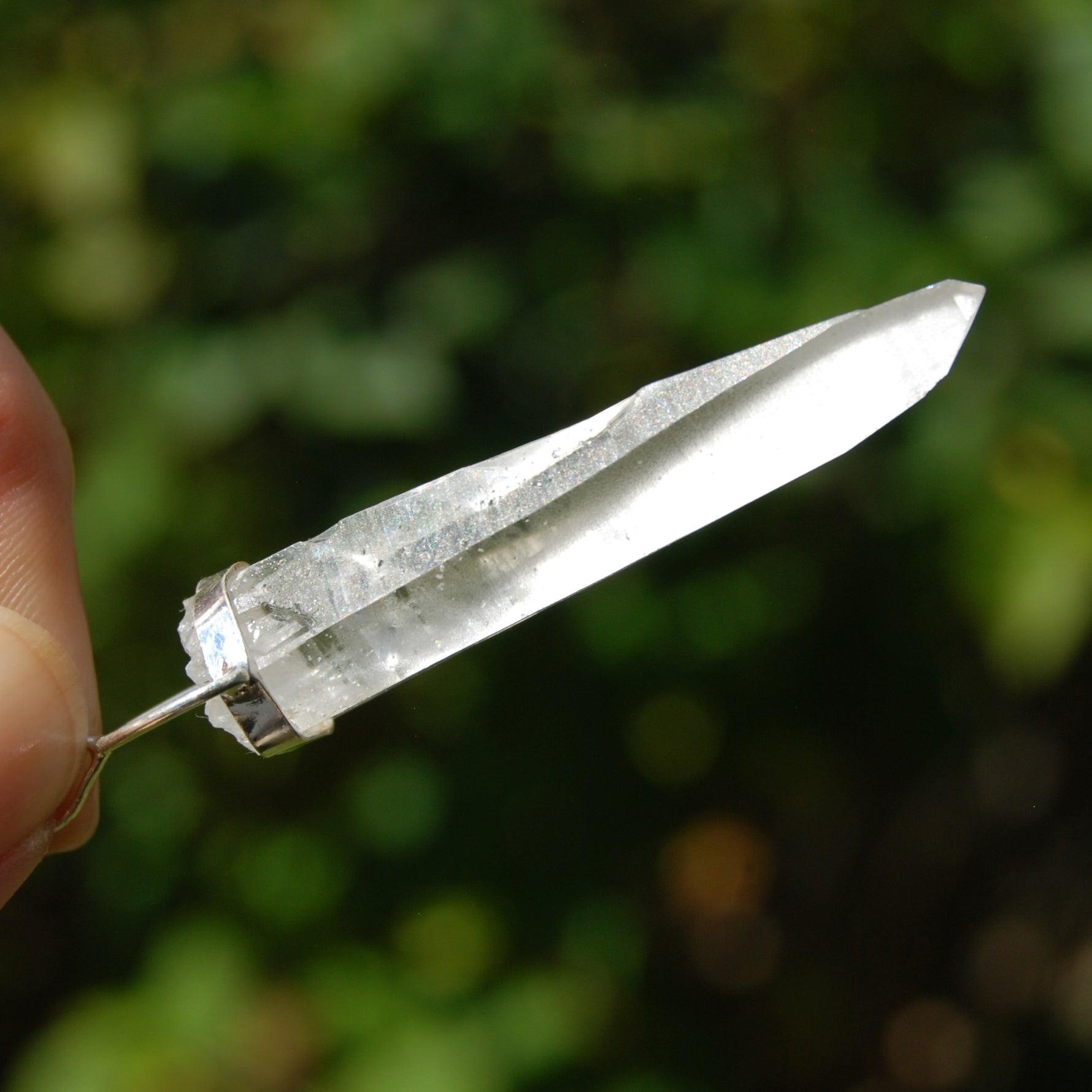 XL Cosmic Lemurian Seed Quartz Crystal Starbrary Laser Pendant for Necklace, Sterling Silver, Brazil