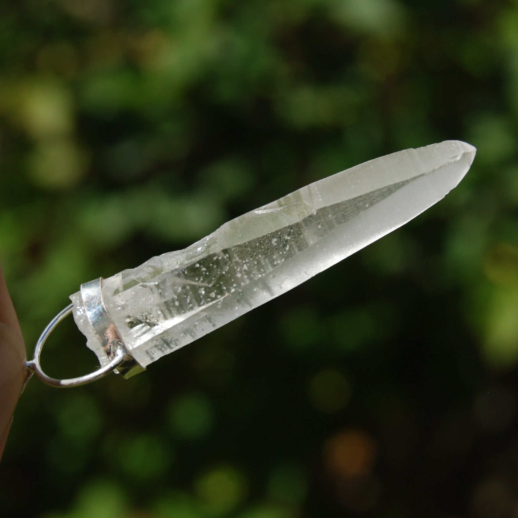 XL Cosmic Lemurian Seed Quartz Crystal Starbrary Laser Pendant for Necklace, Sterling Silver, Brazil