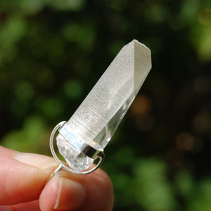 Lemurian Seed Quartz Crystal Laser Pendant for Necklace, Sterling Silver, Brazil