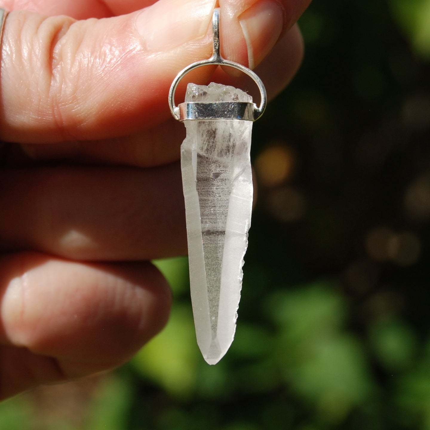 Lemurian Seed Quartz Crystal Laser Pendant 