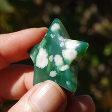 Load image into Gallery viewer, Green Sakura Flower Agate Crystal Star Carving
