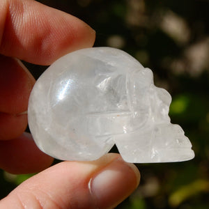 ONE 1.5in Clear Quartz Crystal Skull, Primitive Style Carving