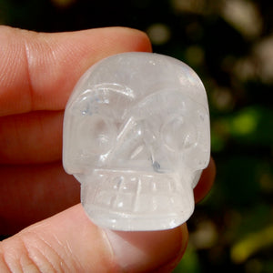 ONE 1.5in Clear Quartz Crystal Skull, Primitive Style Carving