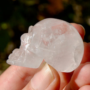 ONE 1.5in Clear Quartz Crystal Skull, Primitive Style Carving