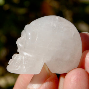 ONE 1.5in Clear Quartz Crystal Skull, Primitive Style Carving