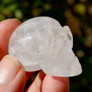 ONE 1.5in Clear Quartz Crystal Skull, Primitive Style Carving