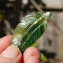 Load image into Gallery viewer, Green Sakura Flower Agate Crystal Feather Carving
