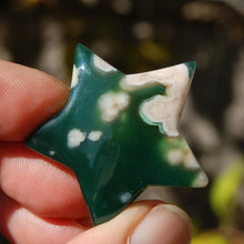 Load image into Gallery viewer, Green Sakura Flower Agate Crystal Star Carving
