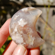 Load image into Gallery viewer, Sakura Flower Agate Crystal Moon Palmstone

