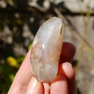 Sakura Flower Agate Crystal Moon Palmstone