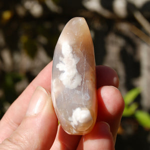 Sakura Flower Agate Crystal Moon Carving