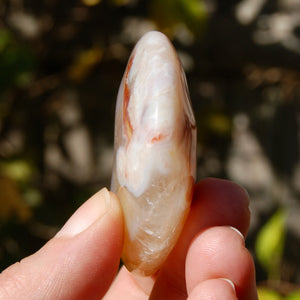  Red Sakura Flower Agate Crystal Moon Palm Stone