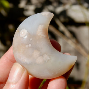 Sakura Agate Crystal Moon Palmstone