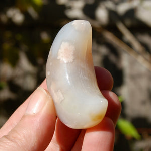 Sakura Agate Crystal Moon Palmstone