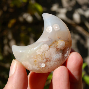 Sakura Agate Crystal Moon Palmstone