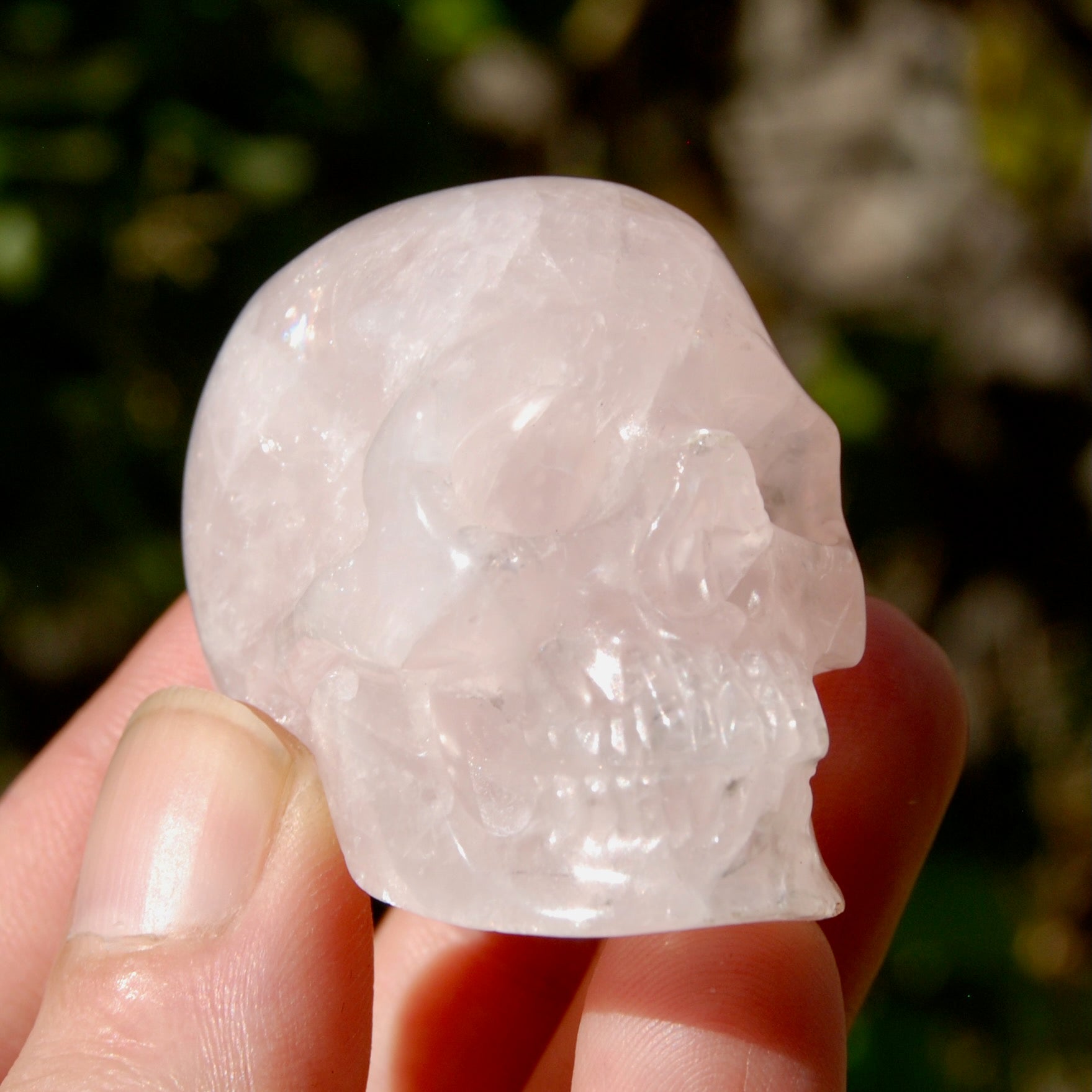 Gemmy Rose Quartz Crystal Skull