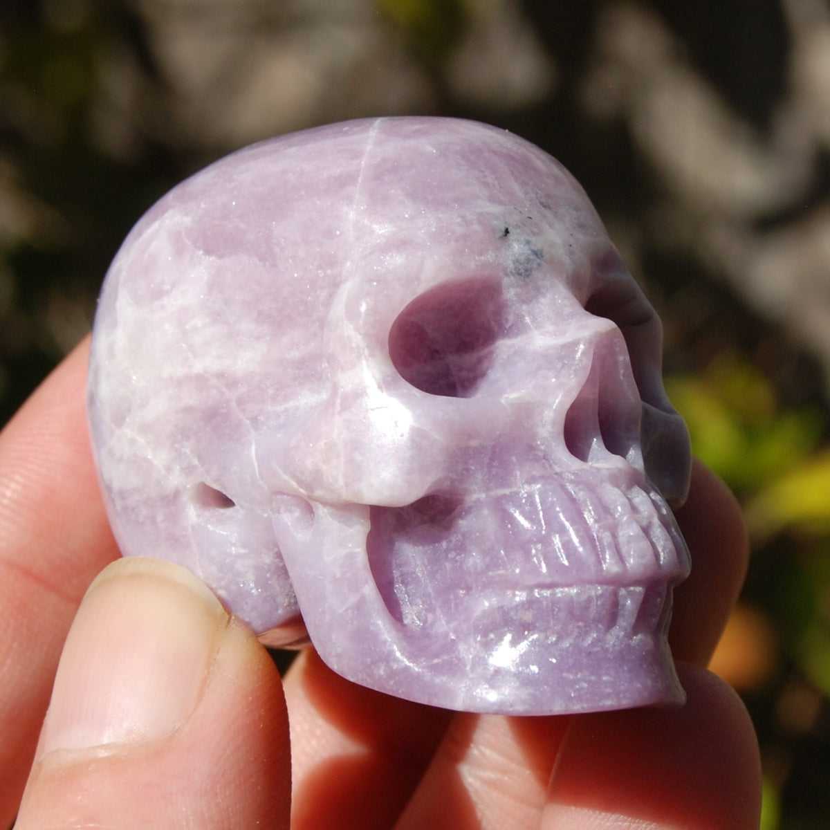 Lepidolite Carved Crystal Skull
