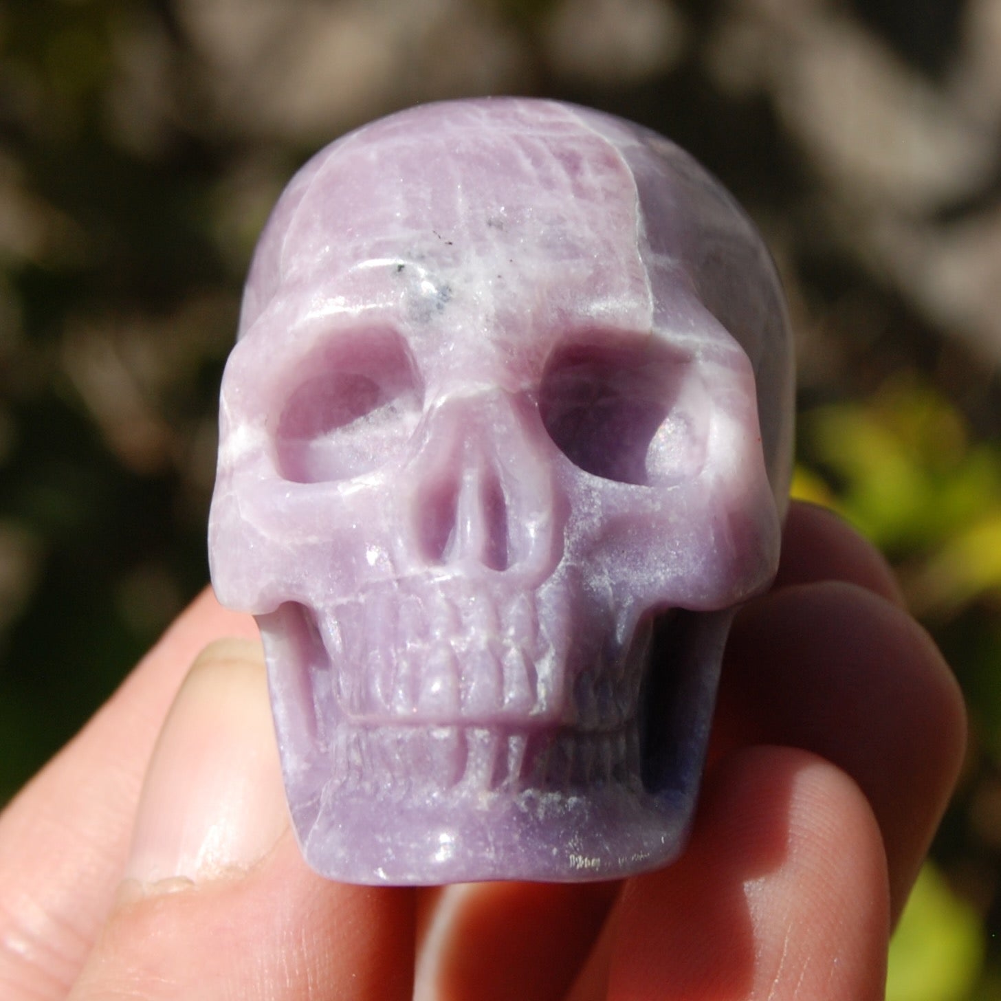Lepidolite Carved Crystal Skull