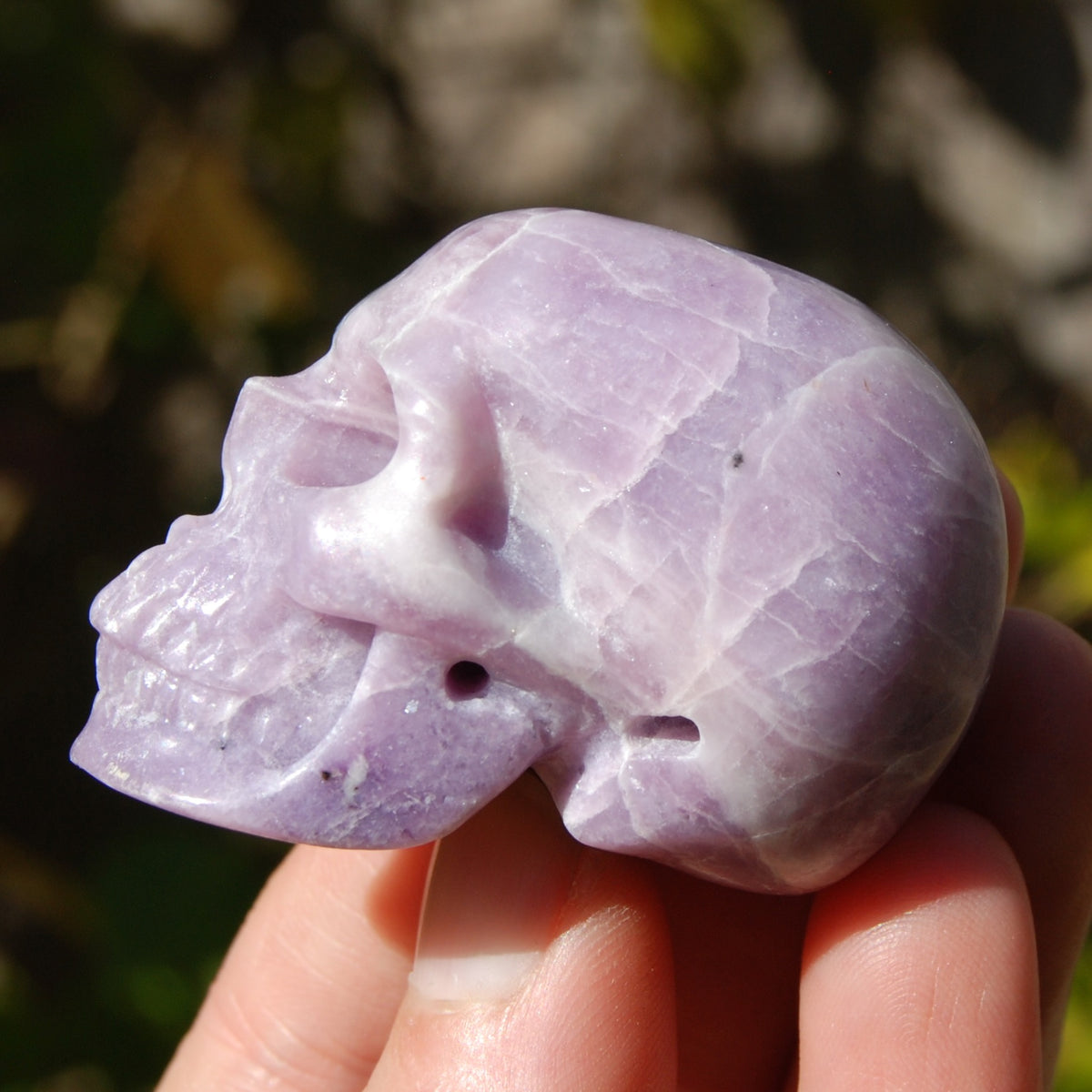 Lepidolite Carved Crystal Skull