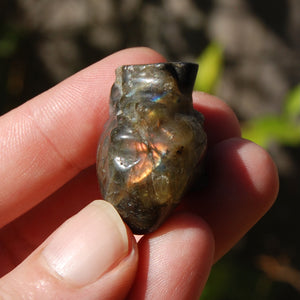 ONE 1.25in Labradorite Anatomical Heart Realistic Crystal Carving