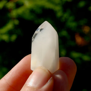 White Amphibole Quartz Crystal Mini Tower