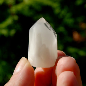 White Amphibole Quartz Crystal Mini Tower