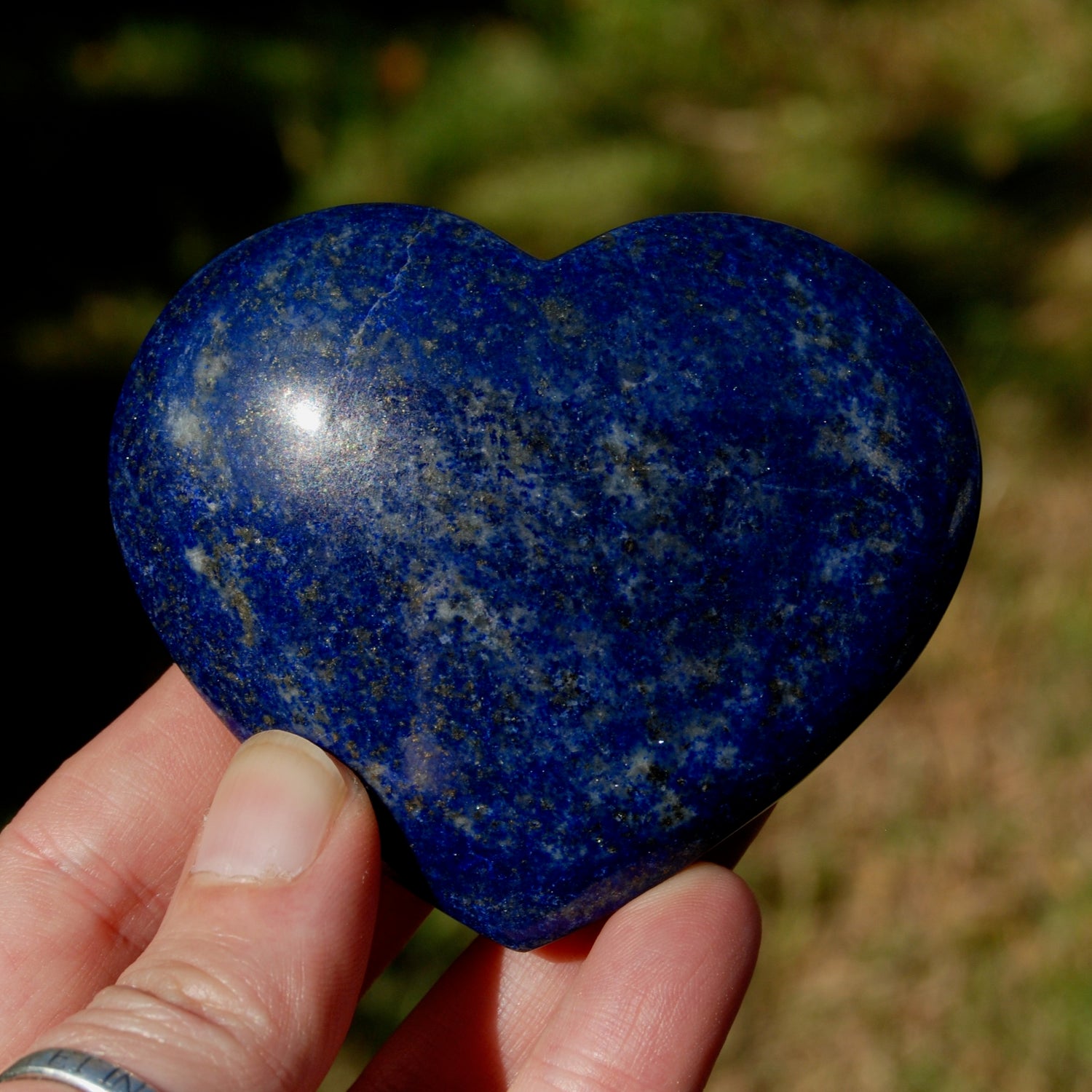 Lapis Lazuli Crystal Heart Shaped Palm Stone