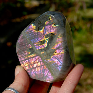 Pink Purple Labradorite Crystal Freeform Tower