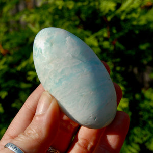 Caribbean Blue Calcite Crystal Palm Stone