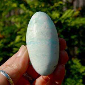 Caribbean Blue Calcite Crystal Palm Stone