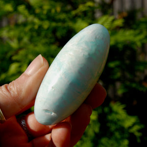 Caribbean Blue Calcite Crystal Palm Stone