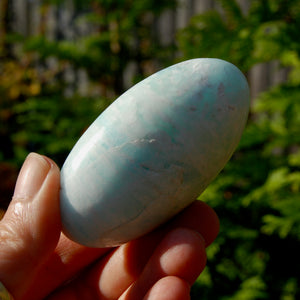 Caribbean Blue Calcite Crystal Palm Stone