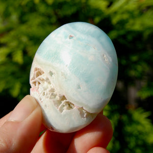 Caribbean Blue Calcite Crystal Palm Stone