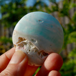Caribbean Blue Calcite Crystal Palm Stone
