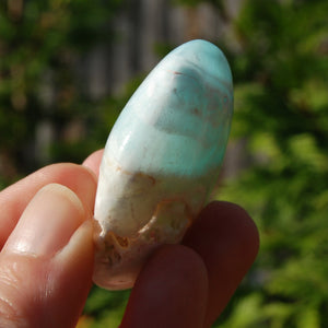 Caribbean Blue Calcite Crystal Palm Stone