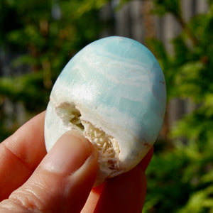 Caribbean Blue Calcite Crystal Palm Stone