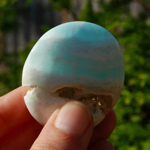 Caribbean Blue Calcite Crystal Palm Stone