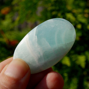 Caribbean Blue Calcite Crystal Palm Stone