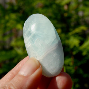 Caribbean Blue Calcite Crystal Palm Stone