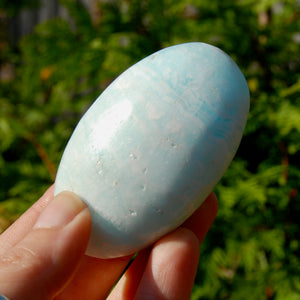 Caribbean Blue Calcite Crystal Palm Stone