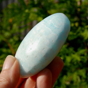 Caribbean Blue Calcite Crystal Palm Stone