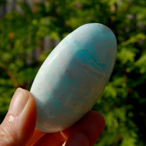 Caribbean Blue Calcite Crystal Palm Stone