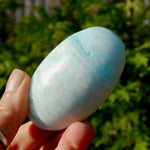 Caribbean Blue Calcite Crystal Palm Stone