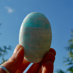 Caribbean Blue Calcite Crystal Palm Stone
