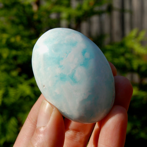 Caribbean Blue Calcite Crystal Palm Stone